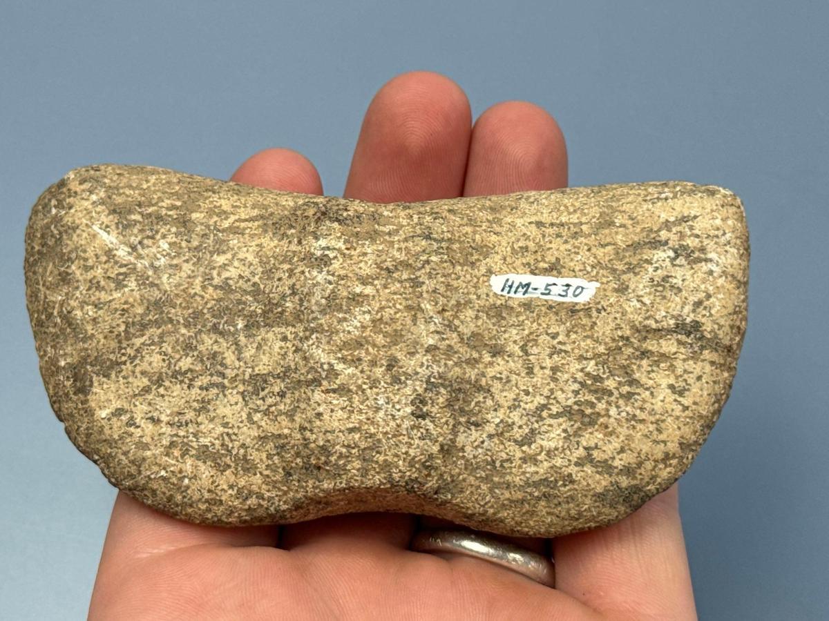 SUPERB 4 1/4" Gneiss Bannerstone Preform, Partially Drilled, Fluted Barrel, Found in PA/NY Region, H