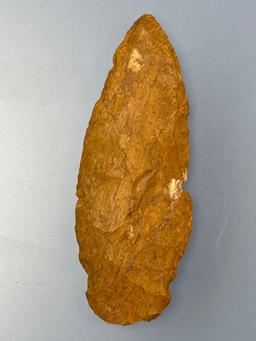 5 1/16" Jasper Lanceolate/Large Stemmed Knife, Found in New Jersey, Ex: Bob Sharp