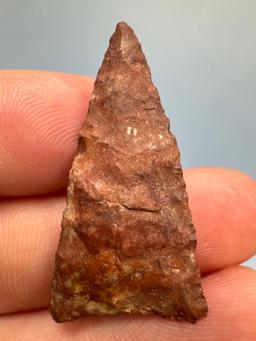 1 7/16" Red Jasper Triangle Point, Found in Burlington Co., New Jersey, Purchased from Rich Johnston
