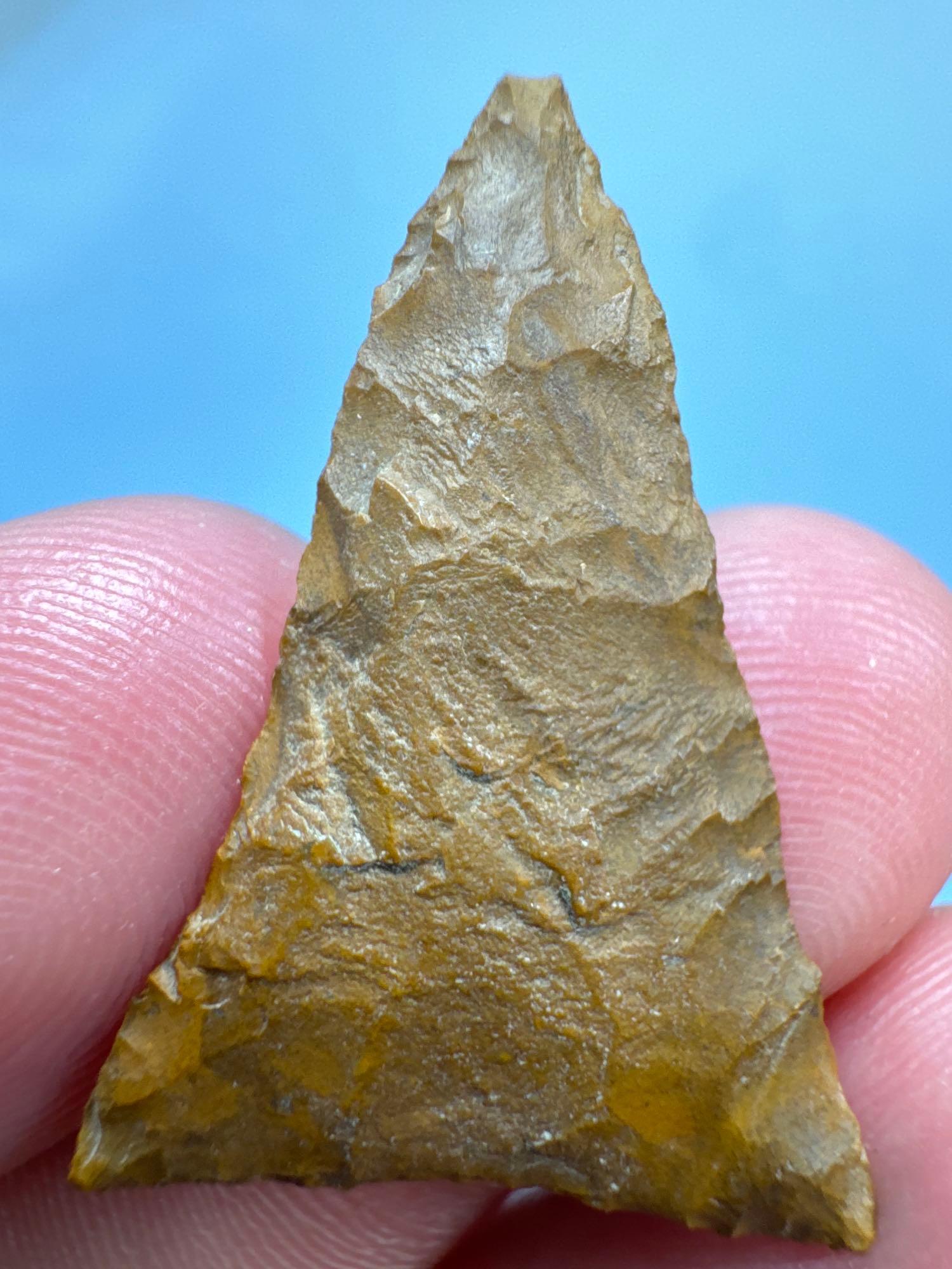1 9/16" Jasper Triangle, Found in Burlington Co., New Jersey, Purchased from Rich Johnston