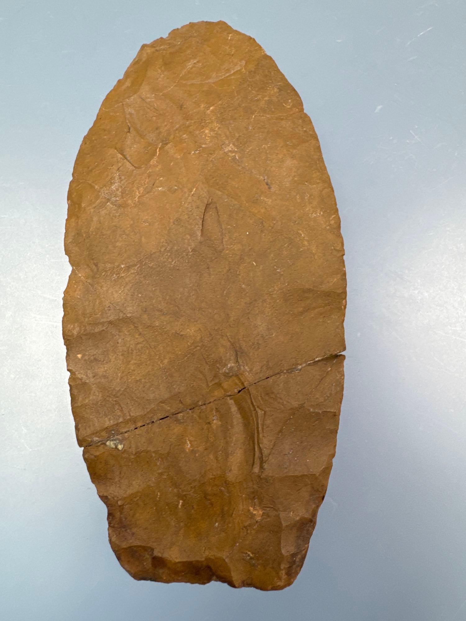 LARGE 5 5/8" Jasper Petalas Blade, Broken+Reguled, Found in Berks Co., PA, Ex: Pat Sutton Collection