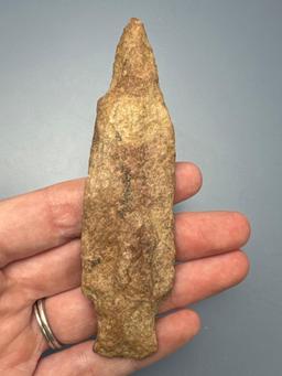 4 3/16" Archaic Stemmed Spear, Quartzite, Found in Lancaster Co., PA