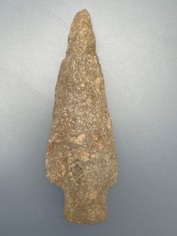 LARGE 3 3/4" Archaic Stem Point, Quartzite, Found in Northampton Co., PA, Ex: Burley Museum Collecti