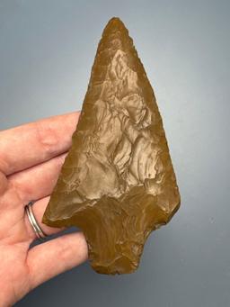 HIGHLIGHT 4 7/8" Brown Glossy Jasper Lehigh Broadpoint, Found at the Border of Cumberland and Atlant