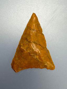 1 3/8" Jasper Triangle Arrowhead, Found in PA/NJ/NY Tristate Area, Ex: Harry Mucklin, Lemaster, Podp