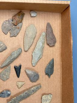 Box Lot of Various ARtifacts, Arrowheads, Knives, Historical/Modern Brass, Coins and More, Found in