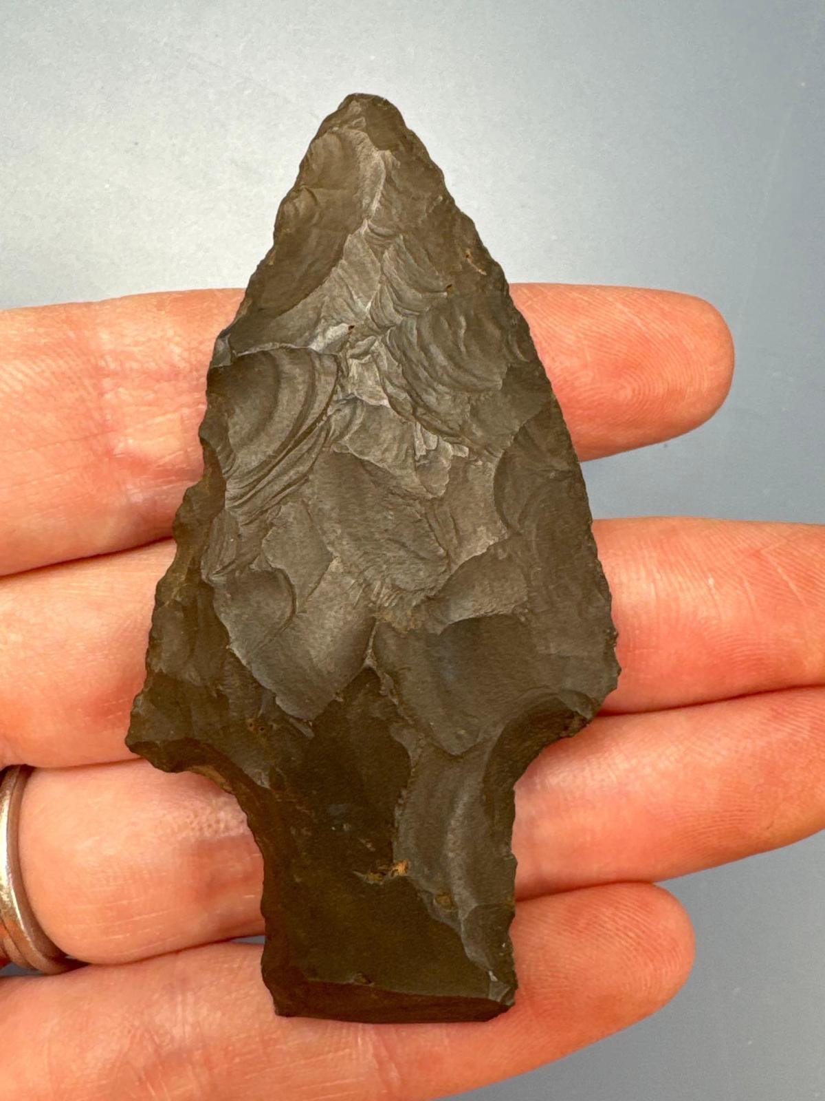2 3/8" Esopus Chert Stemmed Point, Found in a Field next to the Conn. River in East Windsor, CT, Ex