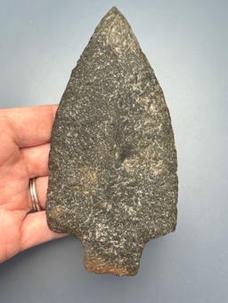 5 1/2" Quartzite Strait Stem Point, Found in New Jersey, 1/2" of Tip and Corner of Base Restored, Ex