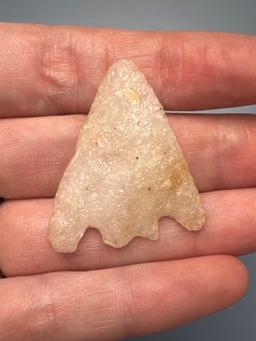 SUPERB 1 1/2" Quartz Basal Notched Erb, Found in the Oley Valley, Berks Co., PA, Ex: Kauffman Collec