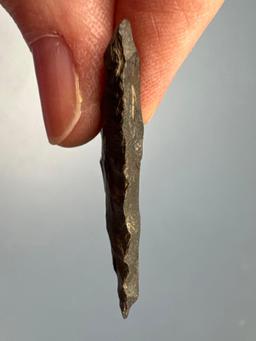 1 1/2" Triangle Point, Black Chert, Found in Warren Co., NJ