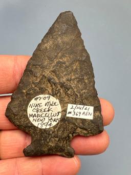 Impressive 3 1/2" Perkiomen, THIN, Found near Nine Mile Creek, Marcellus, New York in 1894, Ex: Walt