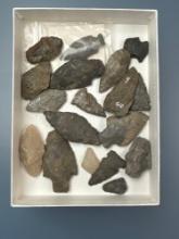 Lot of 18 Various Arrowheads, Mainly Onondaga Chert, Found in New York State, Ex: Dave Summers Colle