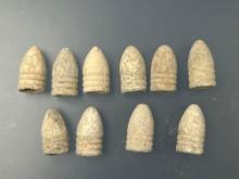 Lot of 10 .58 Caliber Civil War Bullets, Dug by Karl Young near the Gettysburg Battlefield in the 19
