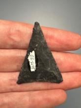Fine 1 11/16" Black Chert Triangle Arrowhead, Found in PA/NJ/NY Tristate Area, Ex: Harry Mucklin, Le
