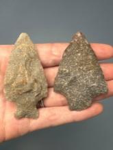 Pair of Larger Broader Based Arrowheads, Longest is 2 5/8", Found in Northampton Co., PA, Ex: Burley
