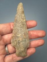 LARGE 3 3/4" Archaic Stem Point, Quartzite, Found in Northampton Co., PA, Ex: Burley Museum Collecti