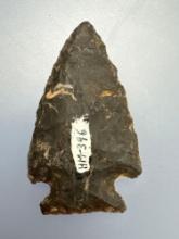 2" Black Chalcedony Corner Notch Point, Thin, Found in PA/NJ/NY Tristate Area, Ex: Harry Mucklin, Le