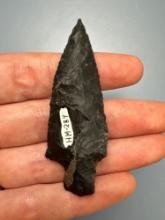 2" Black Chert Archaic Stem Point, Found in PA/NJ/NY Tristate Area, Ex: Harry Mucklin, Lemaster, Pod