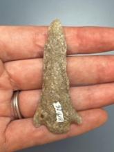 WOW 2 1/4" Interesting Quartzite Basal Notch Point, Long and Slender, Found in PA/NJ/NY Tristate Are