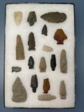 Lot of 18 Various Points, Perkiomen, Stemmed, Some Broken, Longest is 2 7/8", Found in the Oley Vall