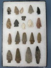 Lot of 20 Various Points, Archaic Stem, Basal Notched, Longest is 3", Mainly Found in the Oley Valle