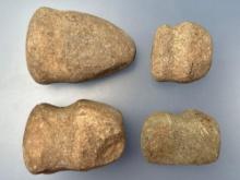 Lot of 4 Grooved Hammerstones, Nice Examples, Found in Burlington Co., NJ, Longest is 3 1/2, Smalles