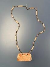 24" Strand of Shell Beads, Shell Pendant and Glass Beads, California Area/Chumash, Shell Pendant is