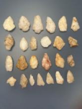 Lot of 25 Quartz Blades, Points, Arrowheads, Found in PA, Longest is 2 1/16"
