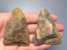 Pair of Rhyolite Triangular Blade Preforms, Found in Jim Thorpe Area in Pennsylvania, Longest is 2 1