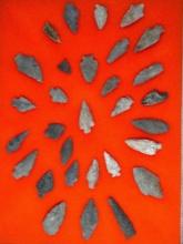 30 Arrowheads, Points Found in Jim Thorpe Area in Pennsylvania, Longest is 2 1/2"