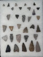 Lot of 30 Rhyolite Points, Arrowheads, Triangles, Fox Creek, Found in Jim Thorpe Area in Pennsylvani