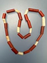 12" Red and White Glass Trade Beads, Iroquoian Dann Site, 1655-1675, Monroe Co., New York, Ex: Dean