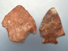 Pair of Transitional Heat-Treated Jasper Points, Lehigh, Perkiomen, Found in Jim Thorpe Area in Penn