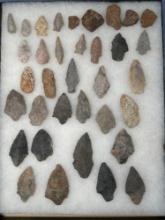 35 Points, Arrowheads, Artifacts, Found in Jim Thorpe Area in Pennsylvania, Longest is 3 1/4"