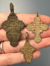 Roman/Medieval Crosses, Longest 2 1/4", x3 Total, Nice Condition