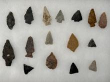 16 Various Points, Cherty, Quartzite, Found in Berks Co., PA, Ex: Kauffman Collection