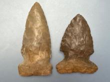 2 Chert Side Notch Points, Found in New York, Ex: Dave Summers Collection
