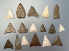 17 Quality Triangle Points, Longest is 1 1/4", Found in New York, Ex: Dave Summers Collection