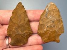 Pair of Jasper Points, Longest is 2 1/4", Found in Northampton Co., PA by the Burley Family, Ex: Bur