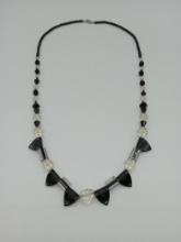 Vintage Black and Clear Crystal like Beads