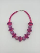 Dyed Fuschia and Pink Wood Neclace