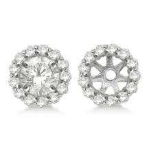 Round Diamond Earring Jackets for 9mm Studs 14K White Gold 0.75ctw