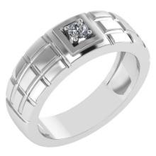 Certified .11 Ctw Diamond And 14k White Gold Promise Band