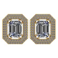 3.71 Ctw Diamond 14k Yellow Gold Halo Stud Earrings VS/SI2