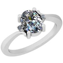 1.05 Ctw I2/I3 Diamond 14K White Gold Vintage Style Engagement Ring