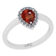 0.91 Ctw I2/I3 Red sapphire And Diamond 14K White Gold Engagement Ring