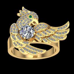 1.46 Ctw SI2/I1 Diamond 10K Yellow Gold Birds Ring