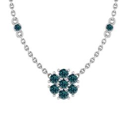 1.08 Ctw i2/i3 Treated Fancy Blue Diamond 14K White Gold Necklace