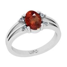 1.35 Ctw I2/I3 Red sapphire And Diamond 14K White Gold Promises Ring