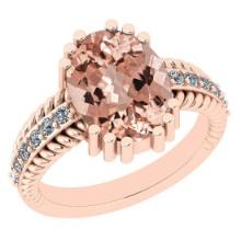 4.69 Ctw SI2/I1 Morganite And Diamond 14K Rose Gold Vintage Style Ring